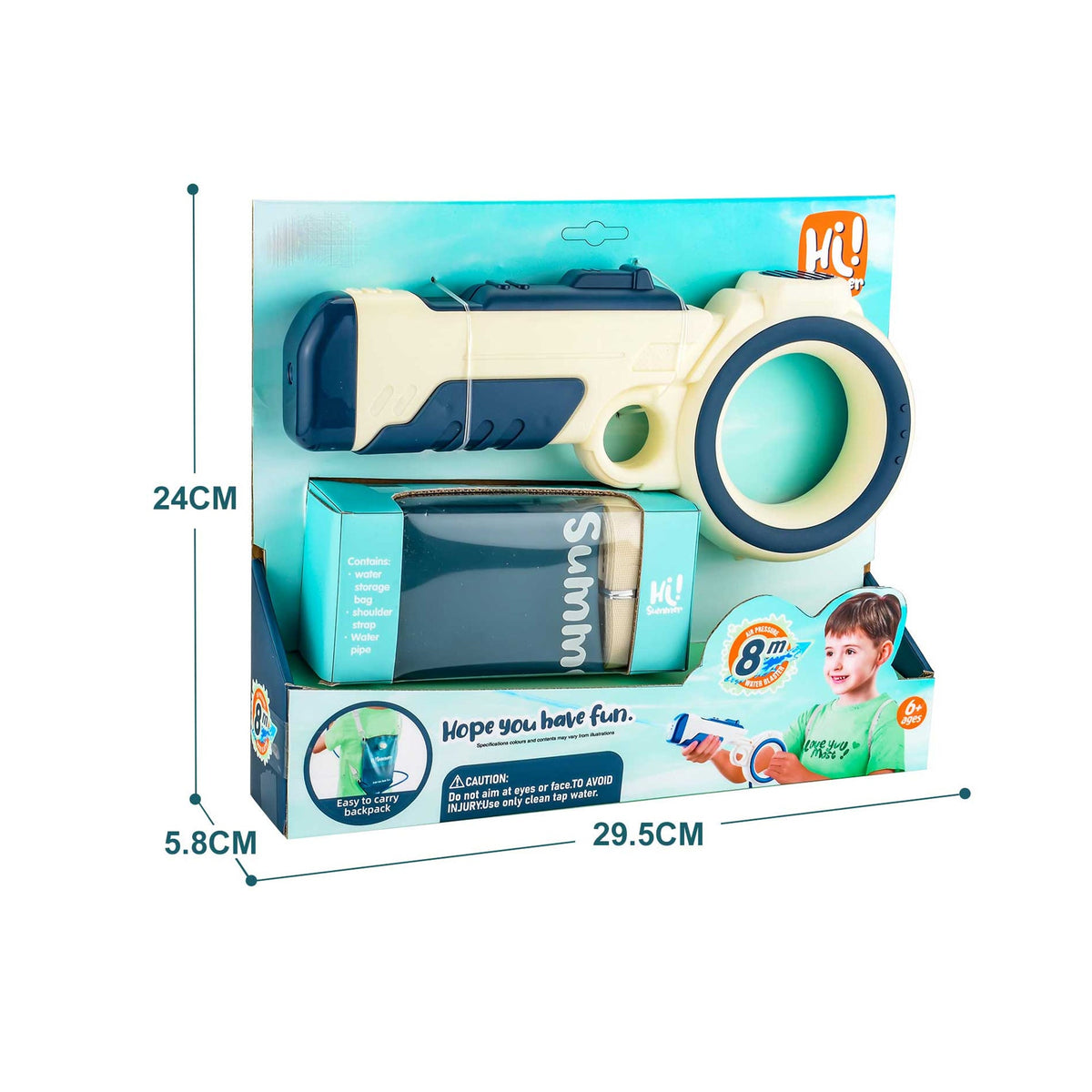 Pull-Out Backpack Water Gun Blue & White